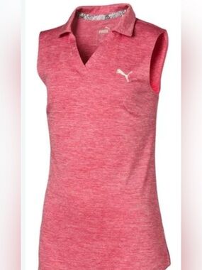 Puma Girls Pink Heather Sleeveless Polo Tank